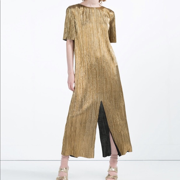 gold shirt dress zara